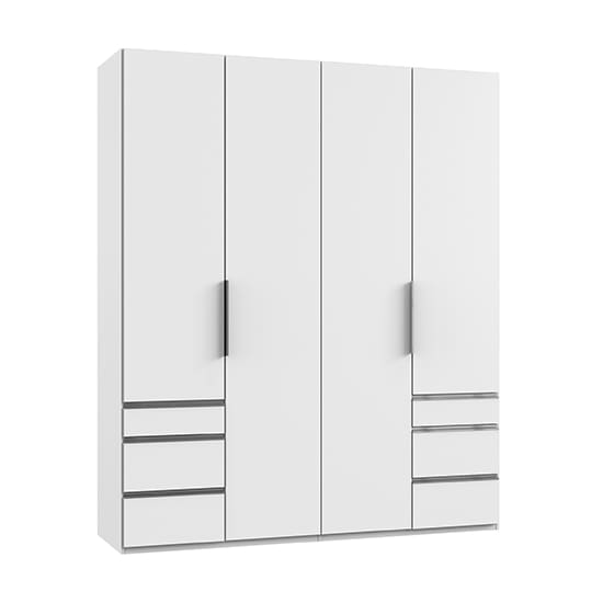 alkesia wooden 4 doors wardrobe white 6 drawers