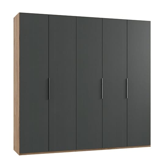 alkesia wooden 5 doors wardrobe graphite planked oak