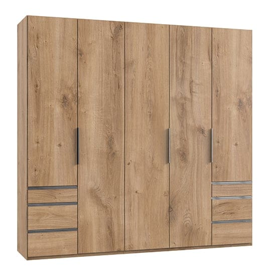 alkesia wooden 5 doors wardrobe planked oak 6 drawers