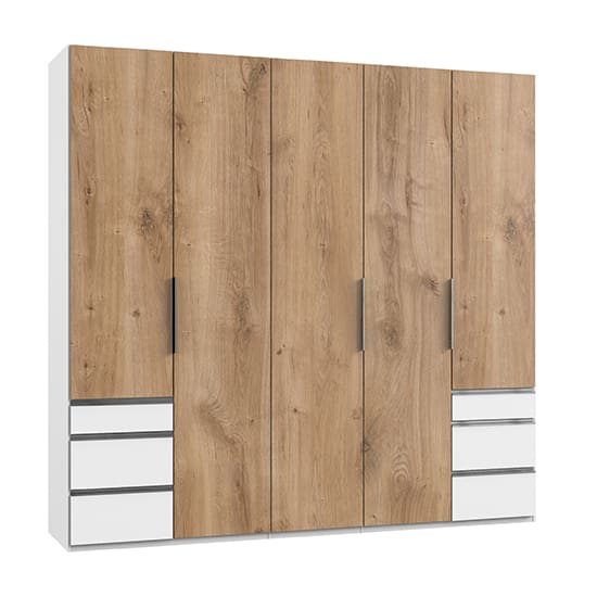 alkesia wooden 5 doors wardrobe planked oak white