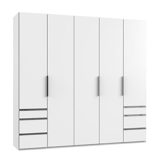 alkesia wooden 5 doors wardrobe white 6 drawers