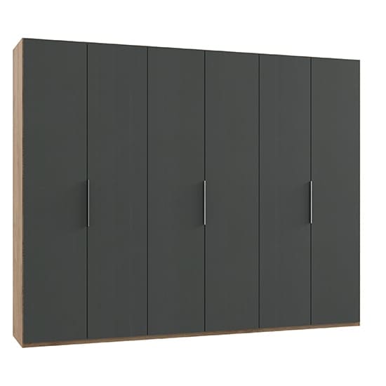 alkesia wooden 6 doors wardrobe graphite planked oak