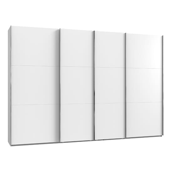 alkesia wooden sliding 4 doors wide wardrobe white