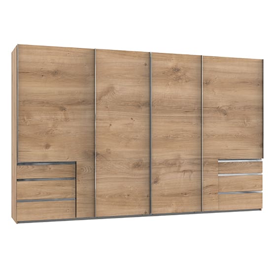 alkesu sliding 5 doors wardrobe planked oak 6 drawers