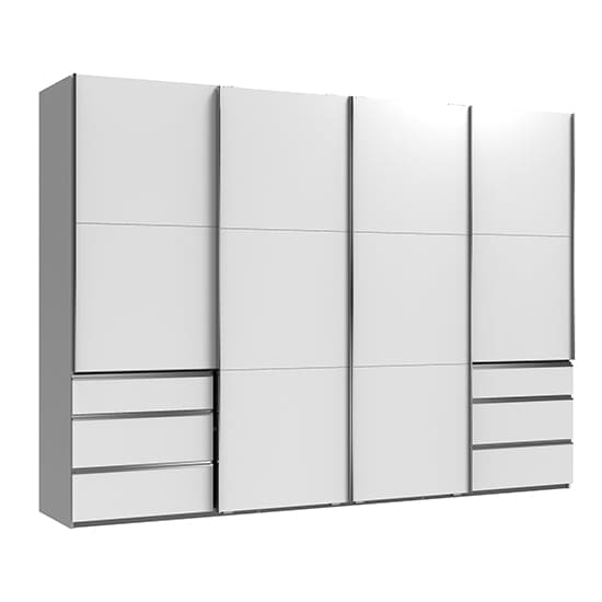 alkesu wooden sliding 4 doors wardrobe white 6 drawers