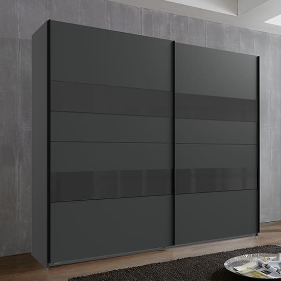 alton sliding door wide wardrobe graphite grey