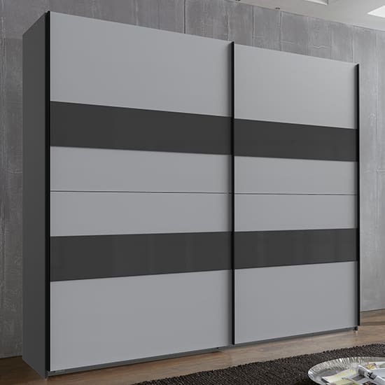 alton sliding door wide wardrobe graphite light grey