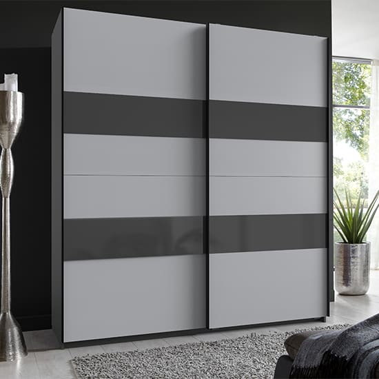 altona sliding door wide wardrobe graphite and light grey