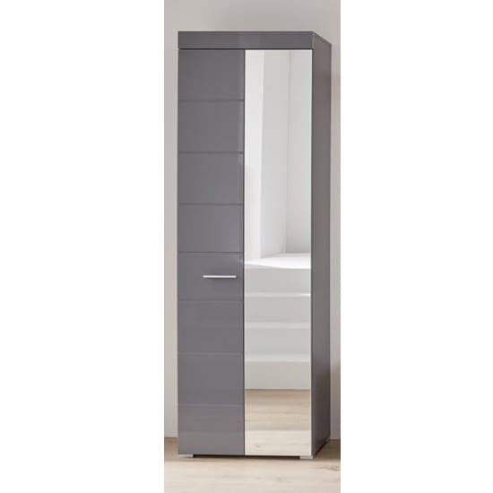 amanda wardrobe grey high gloss 1 mirror door