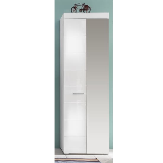 amanda wardrobe white high gloss 1 mirror door