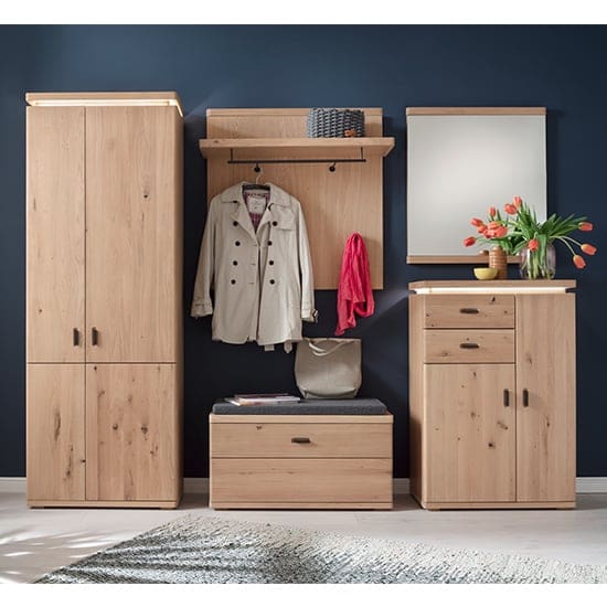 barcelona led hallway furniture set planked oak wardrobe