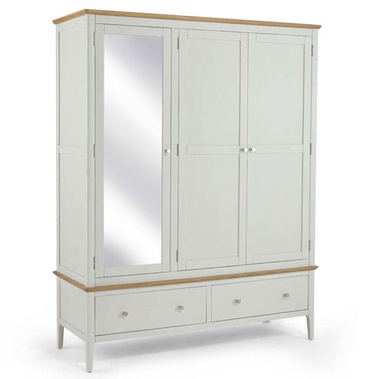 brandy triple door wardrobe off white oak mirror