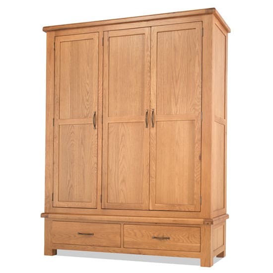 brendan triple door wardrobe crafted solid oak 2 drawers