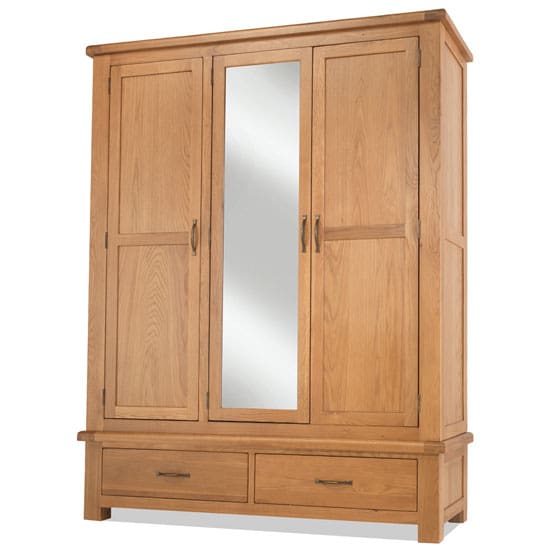 brendan triple door wardrobe crafted solid oak mirror