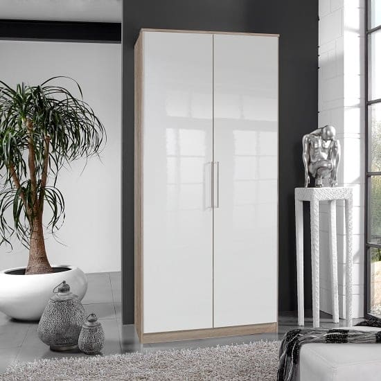 bruce small wardrobe oak white gloss