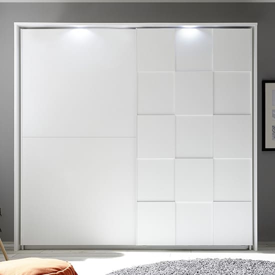 cattio led wooden 3d design wardrobe matt white