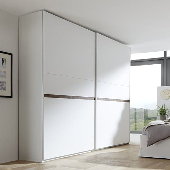 civics slide door wardrobe matt white dark walnut