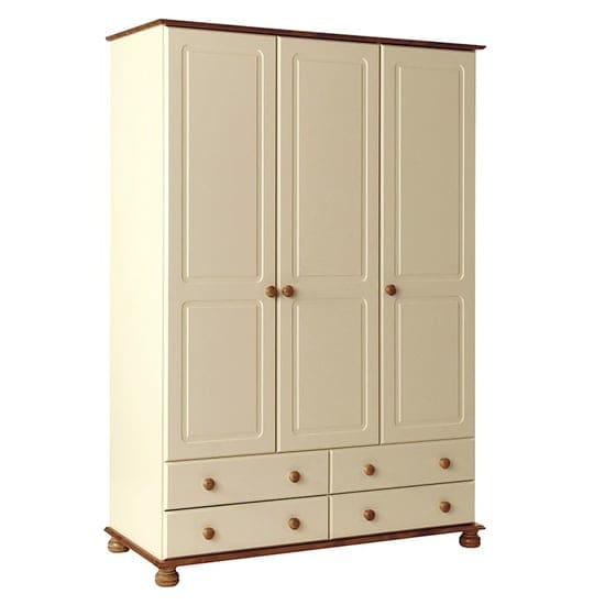 copenham 3 doors 4 drawers wardrobe cream pine