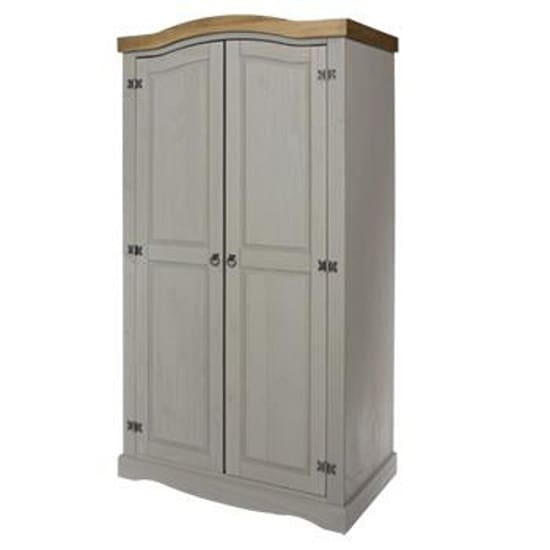 corina wardrobe grey washed wax two doors