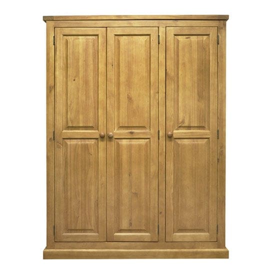 cyprian wooden triple door wardrobe chunky pine