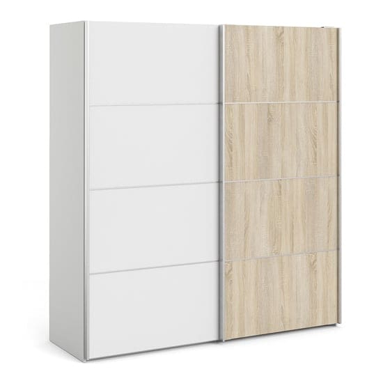 dcap wooden sliding doors wardrobe white oak 2 shelves