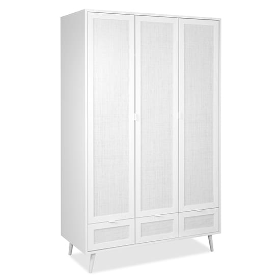 denby wardrobe 3 doors 3 drawers white cane effect