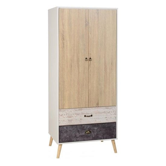 elston wardrobe white distressed effect two doors 1