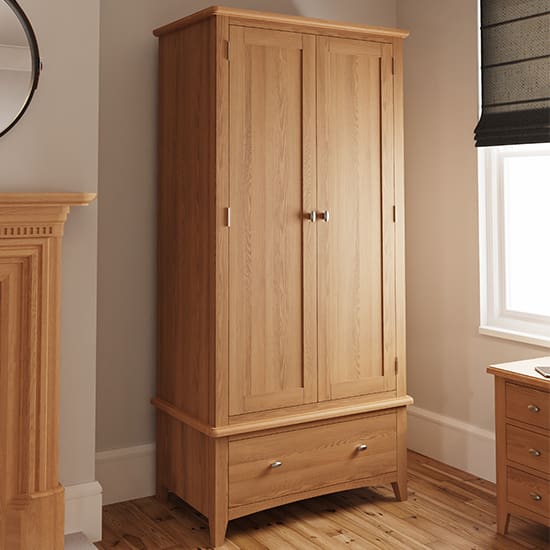 gilford 2 doors 1 drawer wardrobe light oak