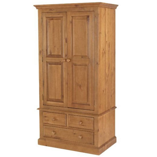 herndon wooden double door wardrobe lacquered 3 drawers