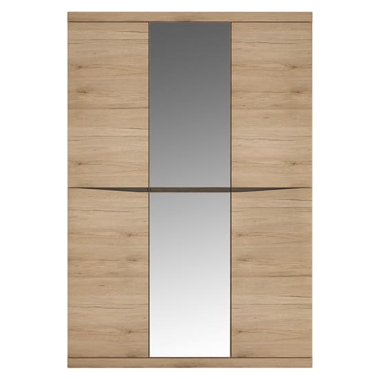 kenstoga mirrored wooden 3 doors wardrobe grained oak