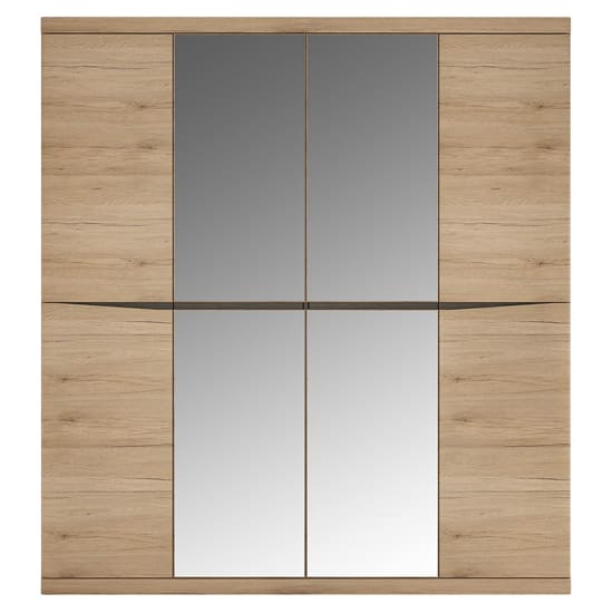 kenstoga mirrored wooden 4 doors wardrobe grained oak