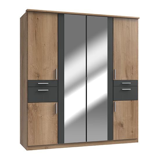 koblenz 4 drawers wide wardrobe planked oak graphite