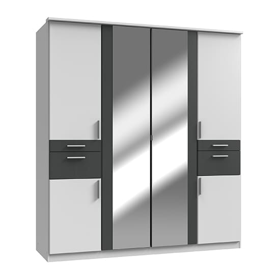 koblenz mirrored 4 drawers wide wardrobe white graphite