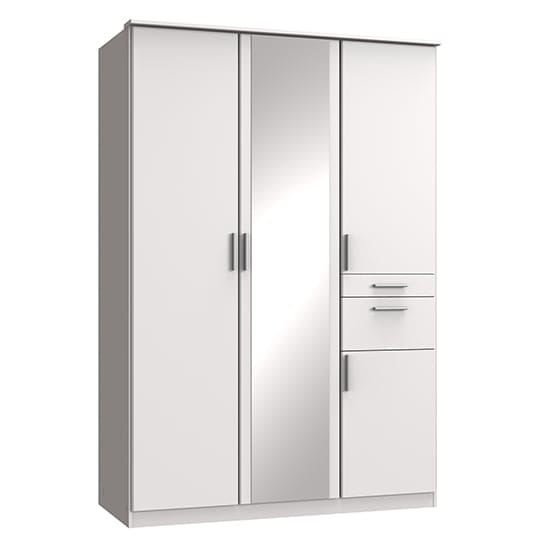 koblenz mirrored wooden wide wardrobe white