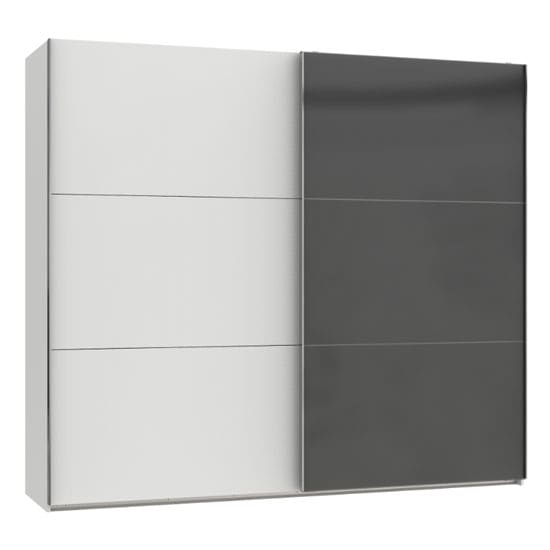 koyd mirrored sliding wide wardrobe grey white