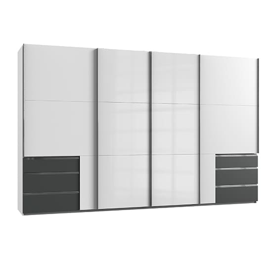 kraz sliding 4 door wardrobe high gloss white graphite