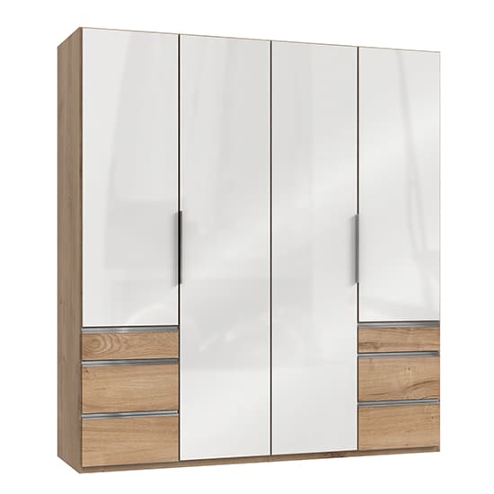 kraz wooden 4 doors wardrobe white n planked oak