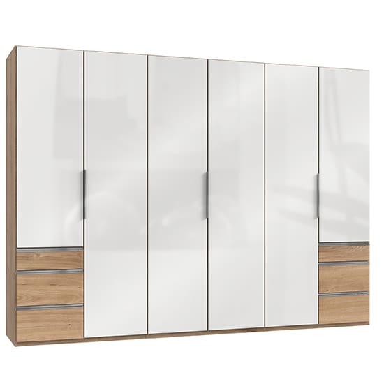 kraz wooden 6 doors wardrobe white n planked oak