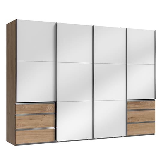 kraz wooden sliding 4 doors wardrobe white planked oak