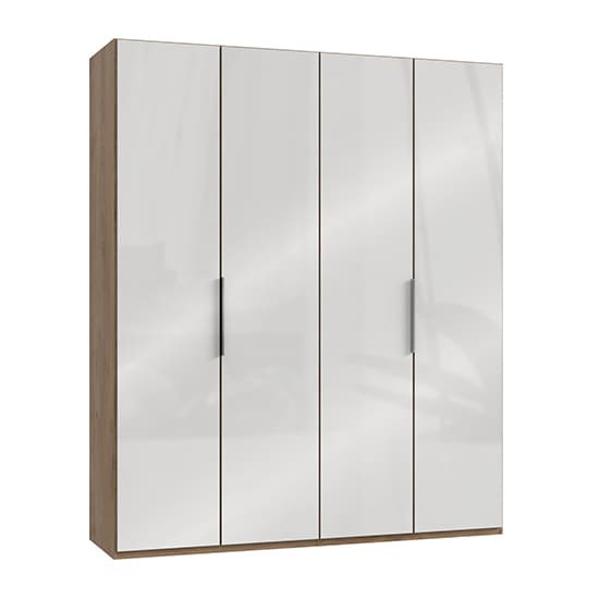 kraza wooden wardrobe white n planked oak 4 doors