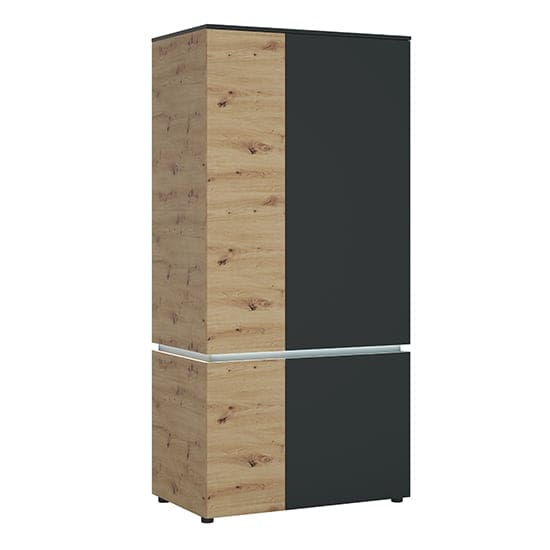 levy led wooden 4 doors wardrobe oak grey