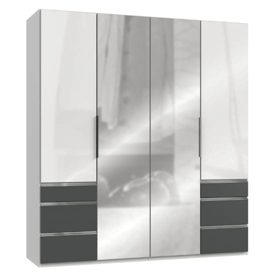 lloyd mirrored 4 doors wardrobe gloss white graphite