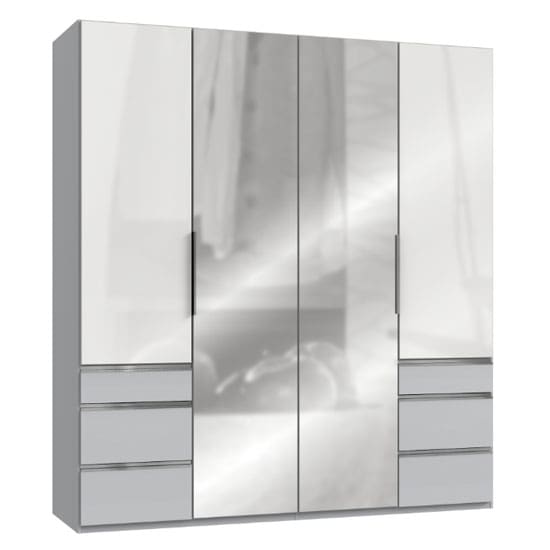 lloyd mirrored 4 doors wardrobe gloss white light grey