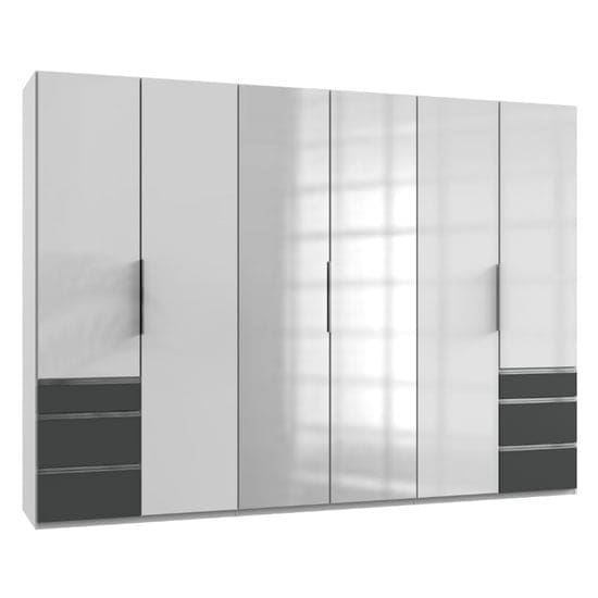 lloyd mirrored 6 doors wardrobe gloss white graphite