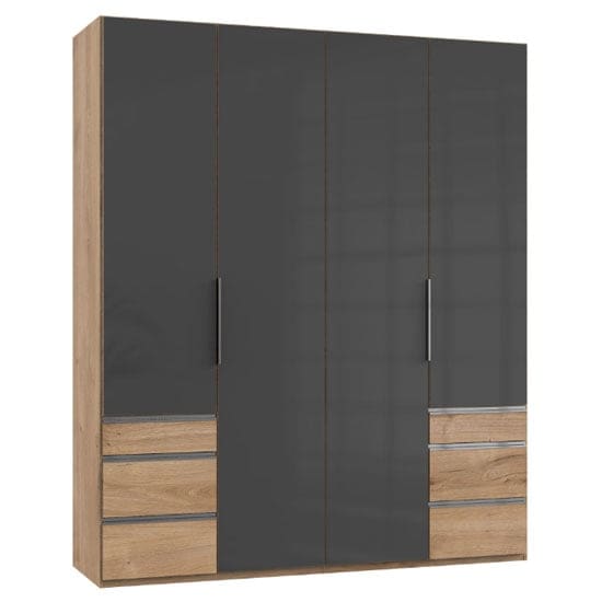 lloyd tall 4 doors wardrobe gloss grey planked oak