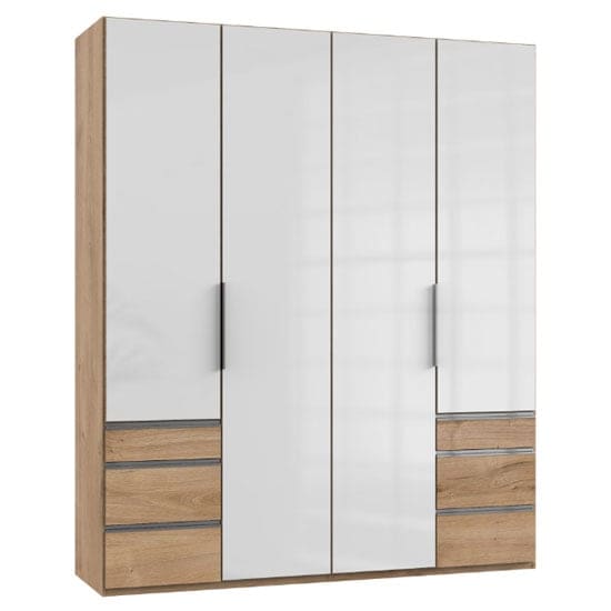 lloyd tall 4 doors wardrobe gloss white planked oak