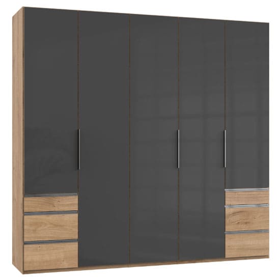 lloyd tall 5 doors wardrobe gloss grey planked oak