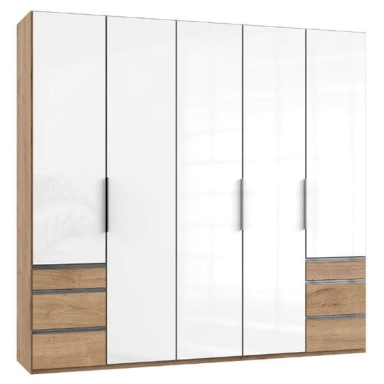 lloyd tall 5 doors wardrobe gloss white planked oak