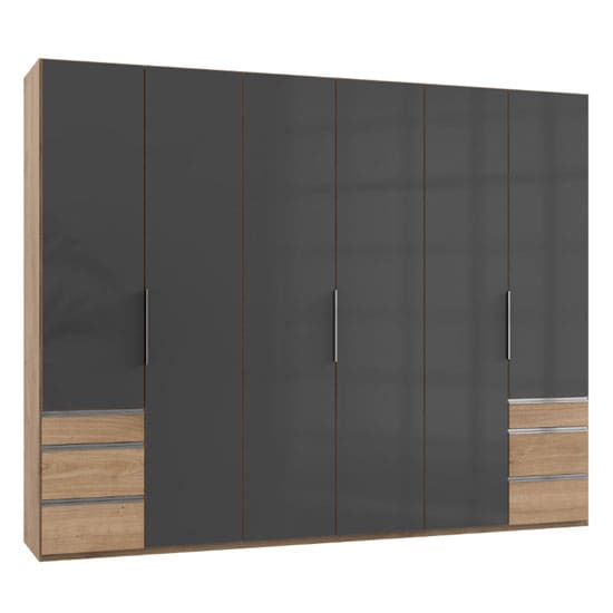 lloyd tall 6 doors wardrobe gloss grey planked oak