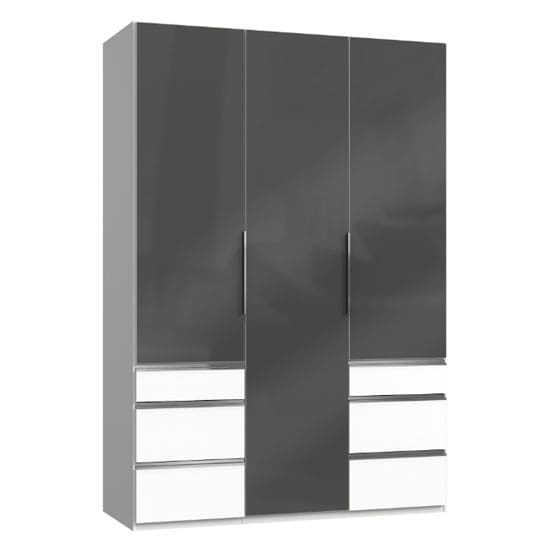 lloyd wooden 3 doors wardrobe gloss grey white